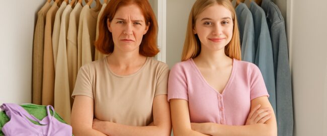 Letnie porządki w szafie nastolatka – czyli co NIE nadaje się do szkoły (według mamy) i co TAK (według dziecka)